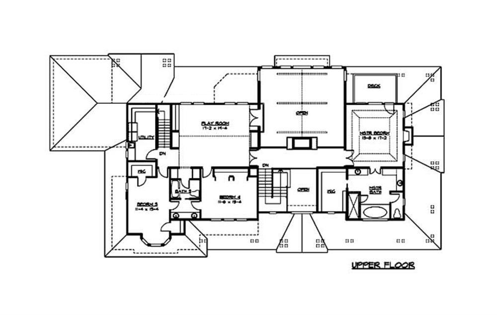 Floor Plan Second Story of Craftsman Plan #115-1165